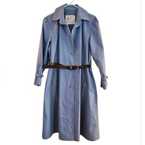 London Fog Vintage Periwinkle Antique-Blue Trench Coat Women's 8 Petite